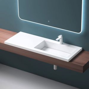Lavabo &agrave; Encastrer Blanc 120x46x14cm Lave Mains Salle de Bain sans Trop-Plein Col820R - Mai&mai
