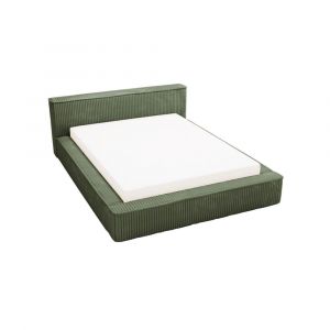 Lit rembourré avec rangement côtelé vert 140x200