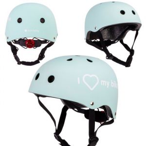Sun Baby Casque de vélo pour enfants Menthe taille M (52-57 cm) trous daération protège-menton lumière LED