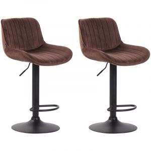 Image de CLP Lot de 2 Tabourets de bar Lentini en Velours Pi&egrave;tement en M&eacute;tal Hauteur r&eacute;glable Pivotant, Marron-Noir