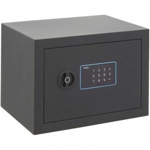 ARREGUI Blue 650120 Coffre-fort en acier avec serrure électronique à code | 25x35x25 cm | 18 L | Coffre fort de sécurité pour la maison | Clavier à code programmable | Clé d'ouverture d'urgence | gris