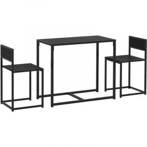 Homcom Ensemble table et chaises 2 personnes chaises encastrables métal mdf effet bois noir