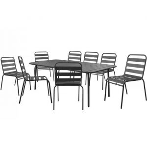 Habitat et Jardin Salon de jardin repas en métal "Bilbao" - 8 places - Gris