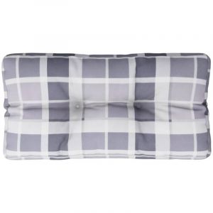 VidaXL Coussin de palette motif à carreaux gris 80x40x12 cm tissu