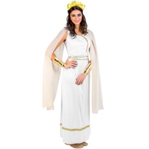 TecTake Costume de d&eacute;esse grecque Olympia pour femme - XXL - blanc - robe longue avec paillettes dor&eacute;es et manches &agrave; oreilles