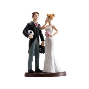 Image de Figurine couple de mariés "Footballeur" (18 cm)