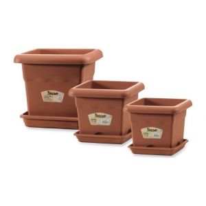 Pot de fleurs carr&eacute; 33x33cm - Terracota - En plastique - Forme&nbsp;: carr&eacute;e - Contenance&nbsp;: 14l