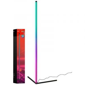 BRILONER - RGBIC LED Lampadaire avec télécommande, Lampe LED Magic RGB comme décoration de jeu, éclairage d'ambiance avec capteur de musique, lumière multicolore, noir, 1,43 m de hauteur