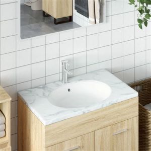 VidaXL Évier de salle de bain blanc 47x39x21 cm ovale céramique
