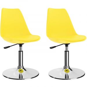 Image de VidaXL Chaises de salle à manger pivotantes 2 pcs Jaune Similicuir