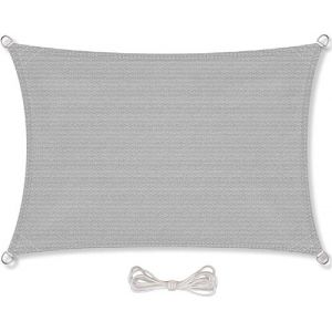 Image de CelinaSun Voile d'ombragePare Soleil Jardin Balcon Polyéthylène HDPE Respirant Rectangle 3 x 5 m Gris Clair