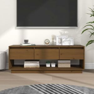 Image de VidaXL Meuble TV Marron miel 110,5x34x40 cm Bois de pin massif