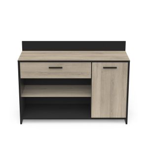 Image de Calicosy Buffet bas décor chêne kronberg et noir Aroma - L123 cm