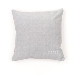 Declikdeco Coussin déhoussable avec broderie en coton gris 40x40