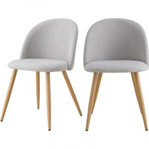 Rendez Vous D&eacute;co Chaise Cozy en tissu taupe chin&eacute; clair (lot de 2)