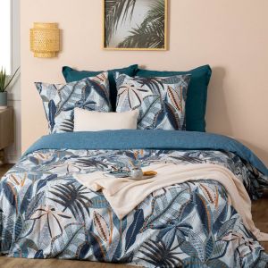 Atmosphera Parure de lit aux impressions bleutées