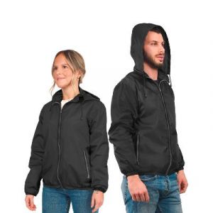 Perletti Coupe-vent à capuche pour homme et femme - Taille Medium - Noir