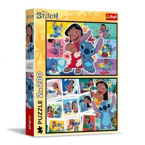 Trefl Puzzle 2 en 1 : Lilo & Stitch, La Joyeuse Vie de Stitch - 2 x 200 Pièces - Ensemble de Deux Puzzles pour Les Adolescents