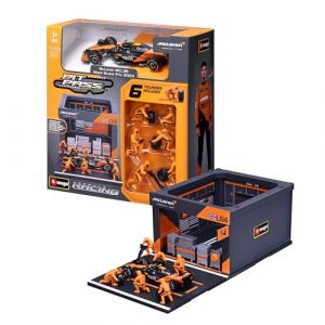 Bburago V&eacute;hicules miniatures Die Cast 1/43 FORMULE 1 Pit stop (figurines m&eacute;caniciens + stand + accessoires) - McLaren #Norris