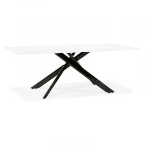 Image de Table à Manger en Verre "Dirna" 200cm Blanc & Noir Prix