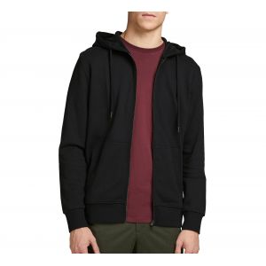 Jack & Jones JJEBASIC Sweat Zip Hood Noos Pull en Laine, Noir, S Homme