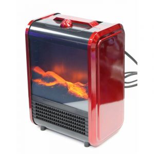 Venteo Jamais utilisé] Cheminée rouge Cheminée portable et compacte - Rouge - Adulte - Effet flamme - Réglable 1500W - Rouge