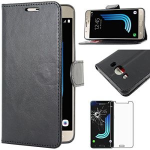 EbestStar Pour Samsung Galaxy J5 2016 SM-J510F - Housse Coque Etui Portefeuille Support PU Cuir + Film protection &eacute;cran en VERRE Tremp&eacute;, Couleur Noir [Dimensions PRECISES de votre appareil : 145.8 x 72.3 x 8.1 mm, &eacute;cran 5.2'']