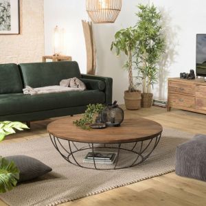 Image de Macabane Table Basse Design Ronde "Wangle" 120cm Noir