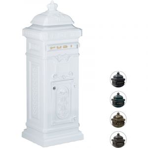 Relaxdays Bo&icirc;te aux lettres anglaise sur pied en alu colonne vintage nostalgie HxlxP 101 x 34,5 x 31 cm design british -