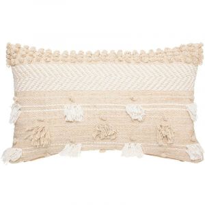 Atmosphera Coussin déhoussable Jacquard sable 30 x 50 cm Pompon