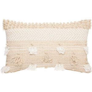 Atmosphera Coussin déhoussable Jacquard sable 30 x 50 cm Pompon