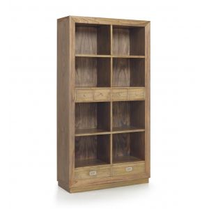 Décoration d'Autrefois Bibliothèque 6 Tiroirs Bois Bronze Marron 100x40x190cm