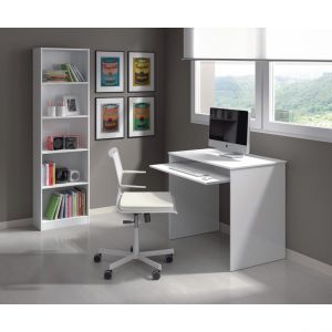 Alter Bureau avec étagère amovible, couleur blanc brillant, Dimensions 79 x 90 x 54 cm