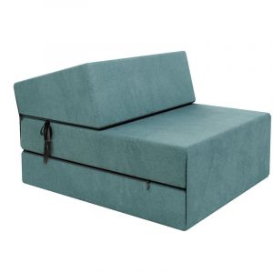 FDM - Chauffeuse convertible moderne Turquoise 14 cm x 71 cm x 204 cm - Fabrication Européenne
