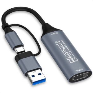 Skoov HDMI Capture Card Incl USB-C Adapter - Enregistrement vid&eacute;o/jeu - HDMI vers USB - 1080P HD - Cam link - Video grabber - Streaming