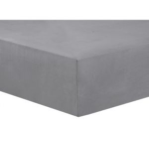 Vision Drap Housse Flanelle Gris - 180 x 200 cm avec Bonnet de 30cm - 100% Coton Flanelle
