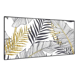 Image de Klarstein Chauffage infrarouge Wonderwall Air Art Smart - Connecté - Motif: feuille cadre noir - 120x 60cm - 700W