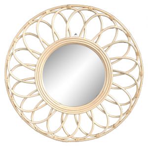 Deko and Co Miroir rond en rotin naturel Ø56 cm