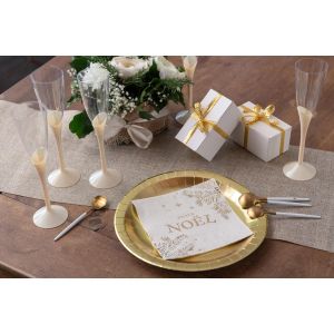 Ruedelafete Serviette Feuilles d'or x10 - Ivoire