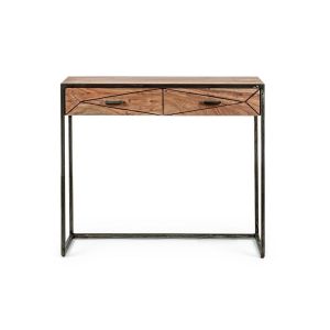 Hellin Console en bois d'acacia et structure en métal 2 tiroirs - ELEANOR