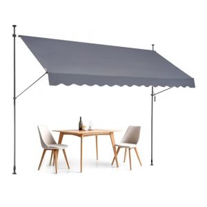 VEVOR Auvent de terrasse r&eacute;tractable 350 x 120 cm, store banne manuel avec manivelle, hauteur r&eacute;glable 218-310 cm, abri pare-soleil ext&eacute;rieure de balcon r&eacute;sistant aux UV pour patio, balcon, cour, gris