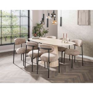 Aubin - table &agrave; manger - effet travertin - 4 &agrave; 6 personnes