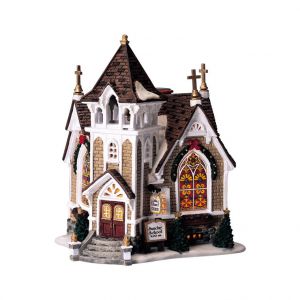 Lemax Eglise Little River à piles Série Harvest Crossing 16,1x13,7x18,7 cm