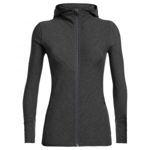Icebreaker Descender LS Zip Hood Jacket Women, jet heather XS Vestes en polaire