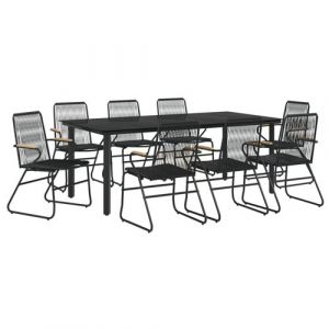 VidaXL Ensemble à manger de jardin 9 pcs noir rotin PVC