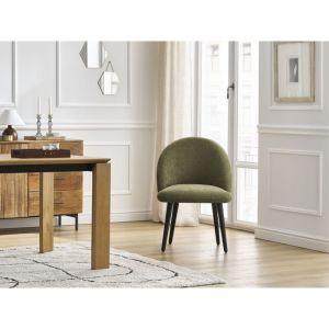 Bobochic Chaise lalie tissu texturé et pieds scandinaves noirs Vert