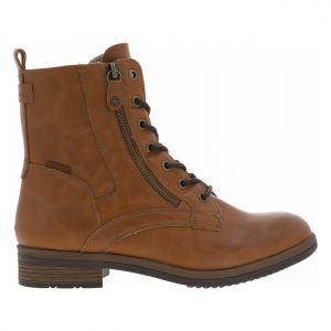 Tamaris Bottines FEMME cognac à talon décroché bas et à lacets ronds et zip latéral
