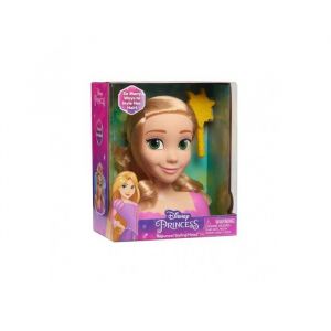 Tete a coiffer disney princesse raiponce 14 cm chevelure blonde - brosse incluse - jeu imitation coiffure - set jouet fille + carte