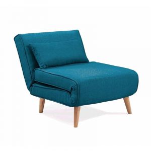 Fauteuil convertible en tissu bleu TONKA - bleu