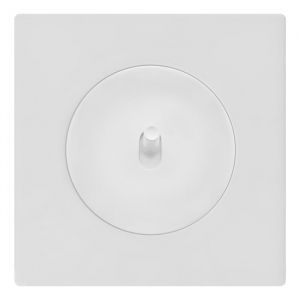 FONTINI - Bouton poussoir blanc glossy DOM avec plaque simple blanc – Sobriété et contrôle efficace